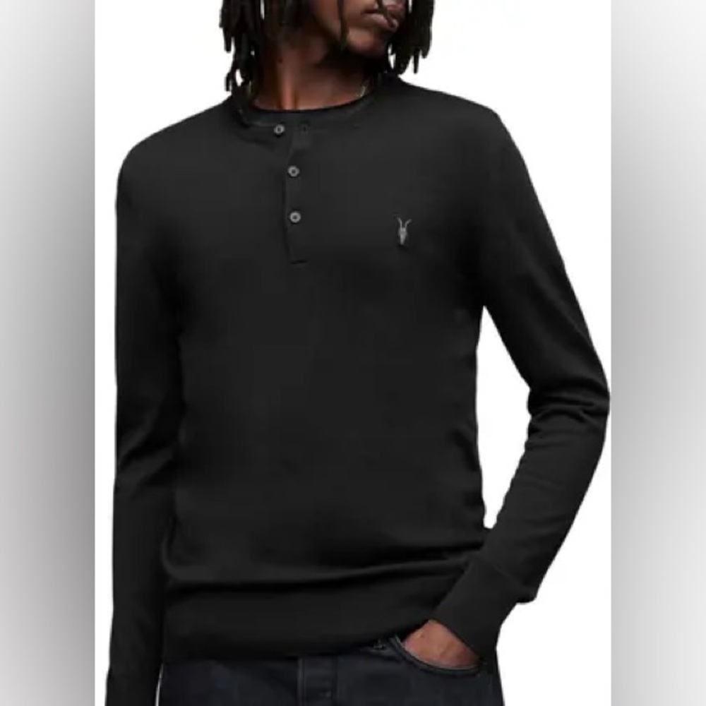 All Saints
Merino Wool Henley Sweater
Men’s Medium
Black